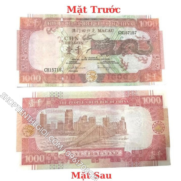 Tiền Lưu Niệm 1000 Dola Macau Hình Con Rồng Năm 1999 - SP006030